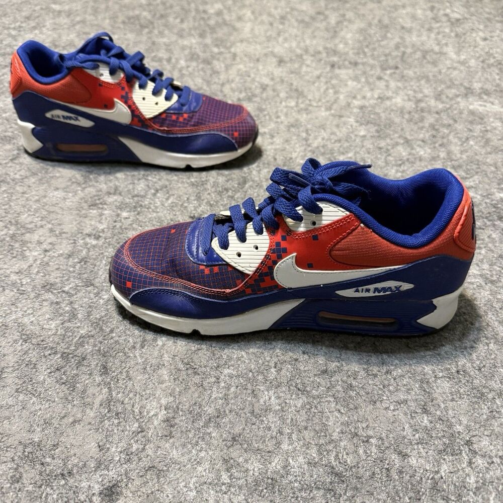 Nike Air Max 90 White Blue Red 2015 GS Size 6.5Y/Womens Size 8 833376-104